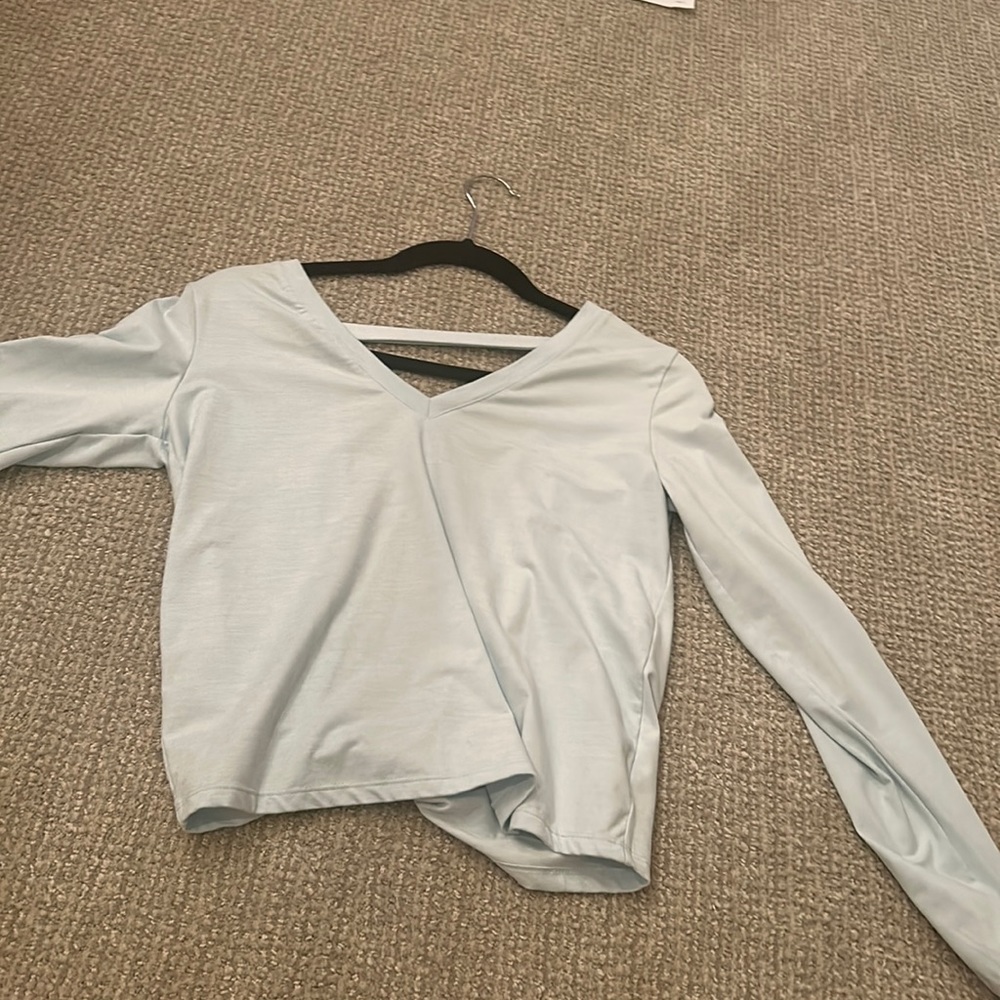 Blue Backless long sleeve shirt